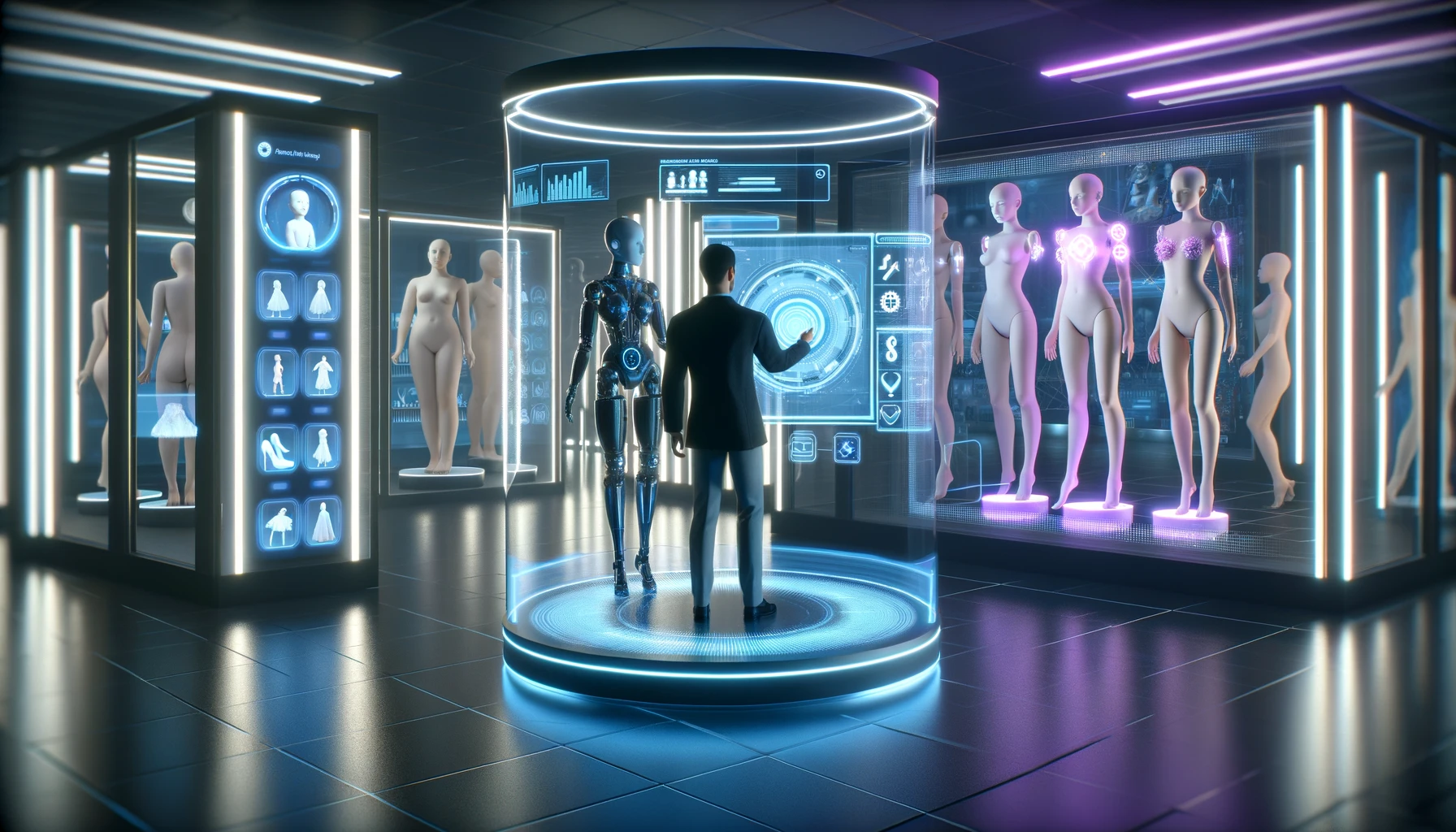 This image illustrates the concept of advanced scanning technology in a futuristic setting, highlighting the precision and customization capabilities of AI systems.